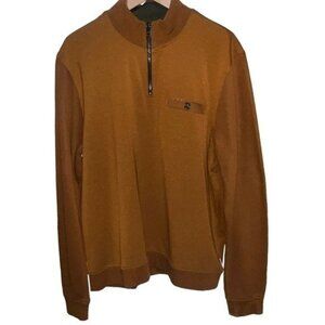 Ted Baker Mens Mustard Half-Zip Pullover Sweater Buttoned Chest Pocket Sz 6/XXL